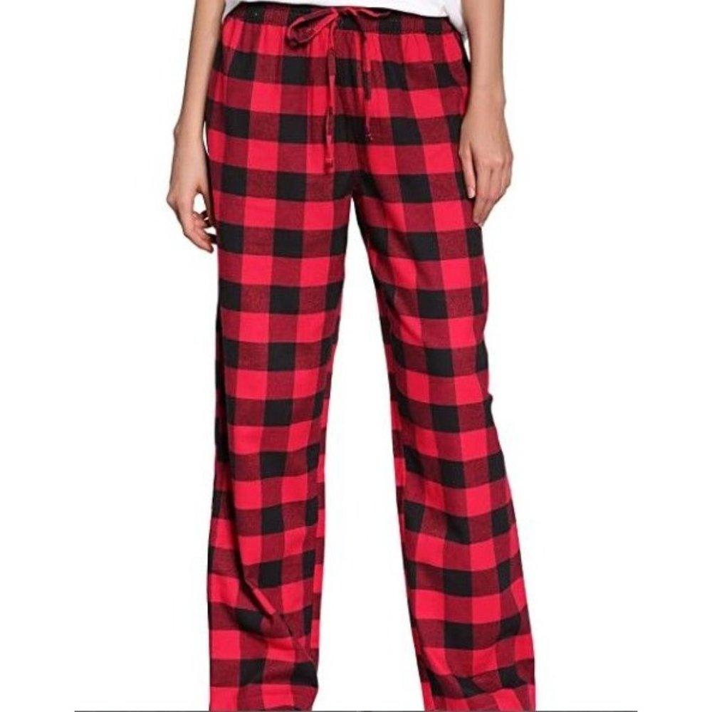 CYZ Women's 100% Cotton Super Soft Flannel Plaid Pajama/Lounge Pants Lrg
